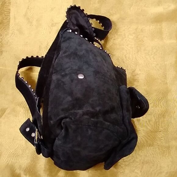 Backpack Handmade Women's Suede Black Backpack - Picture 11 of 15